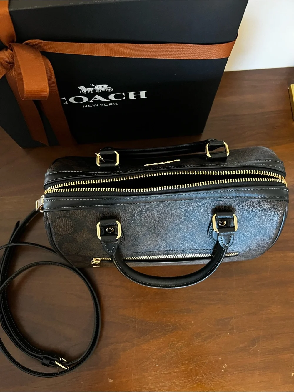 Authentic Coach Rowan Satchel with Gold Hardware (Regular/Medium Size)